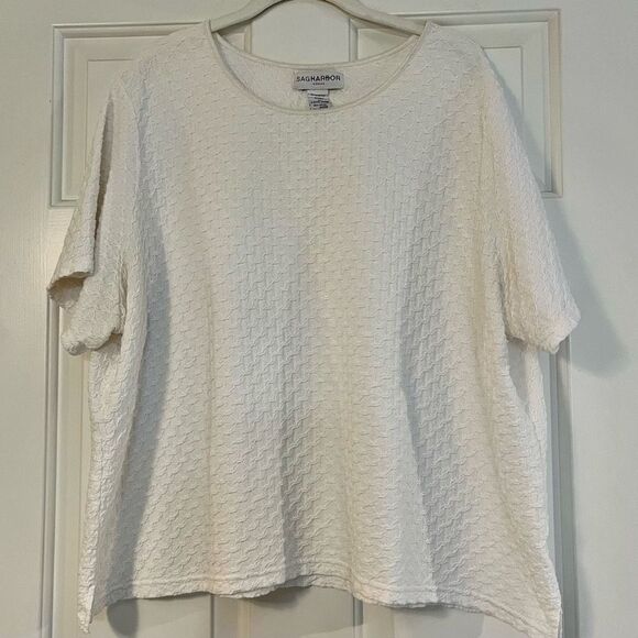 Sag Harbor Women’s White Textured Blouse 2X - Picture 2 of 12